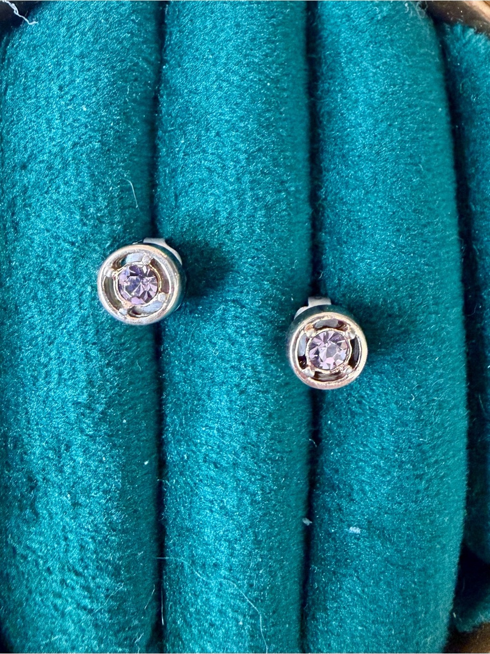 Avon Gold Light Pink Crystal Stud Earrings